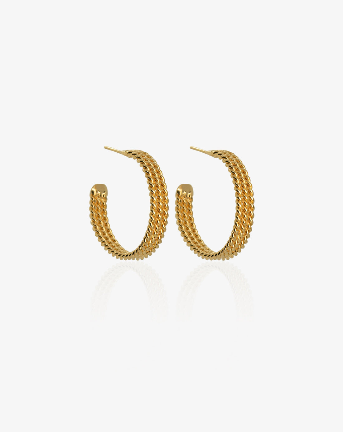 Large Thin Triple Wicker Hoop Earrings - Cecelia