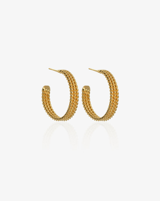 Large Thin Triple Wicker Hoop Earrings - Cecelia