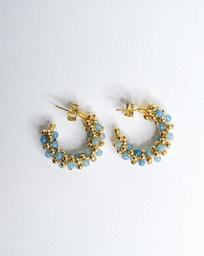 Arracadas Amaranto con Cuarzos y Esferas - Cecelia