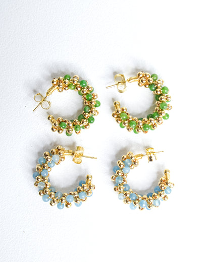 Arracadas Amaranto con Cuarzos y Esferas - Cecelia